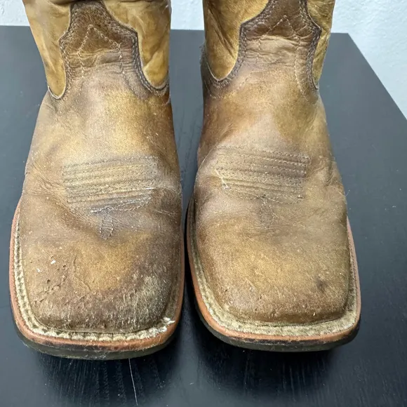 Ariat Boys 3 Brown Leather Square Toe Cowboy US Flag Patriot II Western Boots