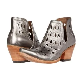 ARIAT Dixon Studded Silver Metallic Cowboy Boots Size 7.5 B Western Festival
