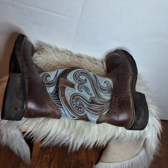 Ariat Fat Baby Rhinestone Leather Cowboy Boots 7.5