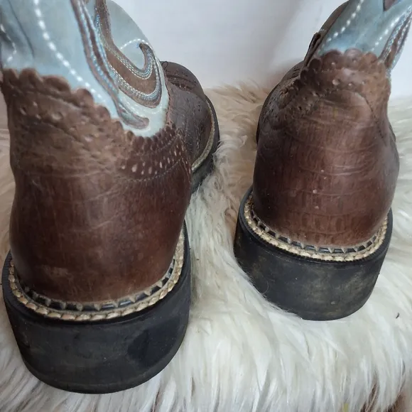 Ariat Fat Baby Rhinestone Leather Cowboy Boots 7.5