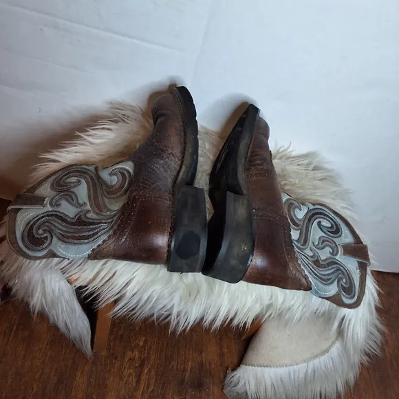 Ariat Fat Baby Rhinestone Leather Cowboy Boots 7.5