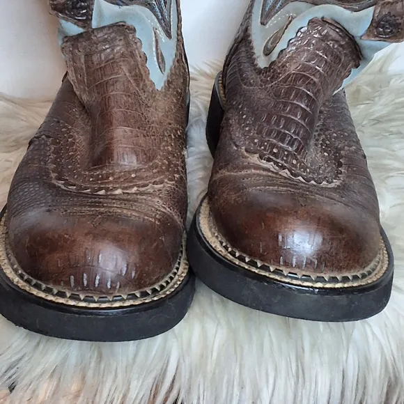 Ariat Fat Baby Rhinestone Leather Cowboy Boots 7.5