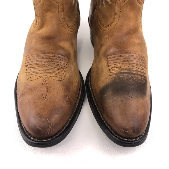 Ariat Heritage R Toe Brown Leather Western Boots 9D