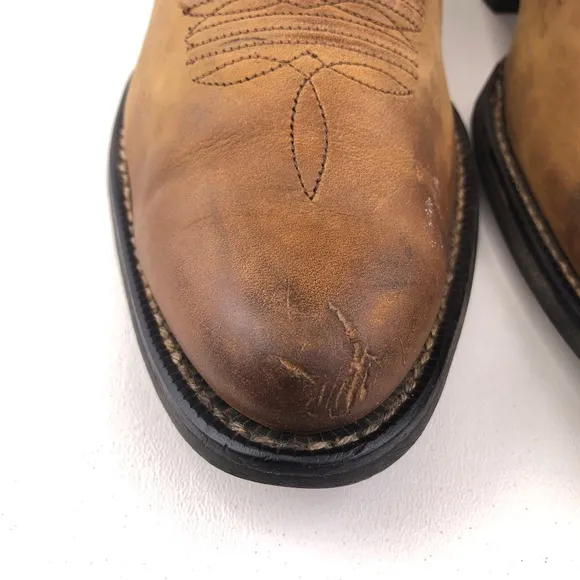 Ariat Heritage R Toe Brown Leather Western Boots 9D