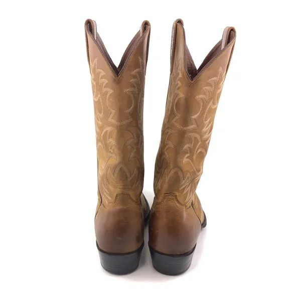Ariat Heritage R Toe Brown Leather Western Boots 9D