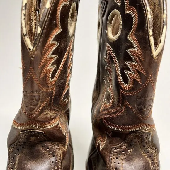 Ariat Heritage Women's Brown Leather Cowboy Boots 8.5 B Western Distressed Ranch