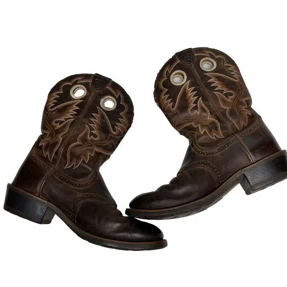 Ariat Heritage Women's Brown Leather Cowboy Boots 8.5 B Western Distressed Ranch