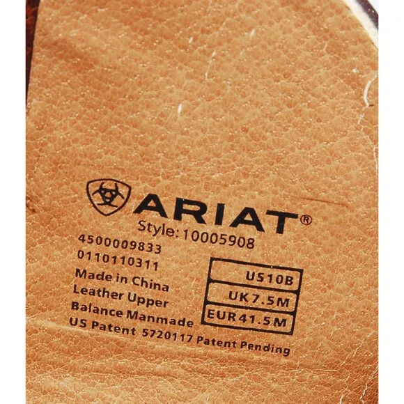 Ariat Heritage X Toe Boots SZ 10B Brown Womens Cowgirl Western Style 10005908