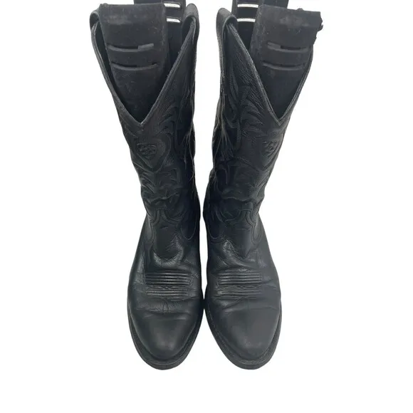 Ariat Mens Size 9.5 D Heritage Western R Toe Cowboy Boots 10002218 Black $190