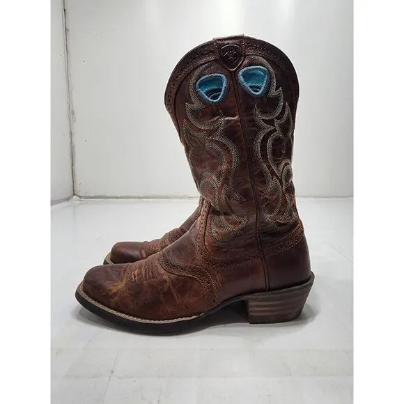 Ariat Womens Square Toe Western Pull On Cowgirl Boots Brown Size 6B