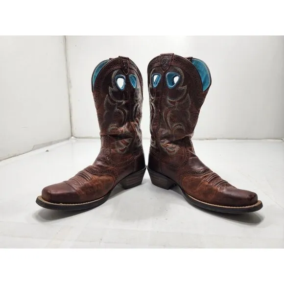 Ariat Womens Square Toe Western Pull On Cowgirl Boots Brown Size 6B