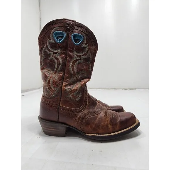Ariat Womens Square Toe Western Pull On Cowgirl Boots Brown Size 6B