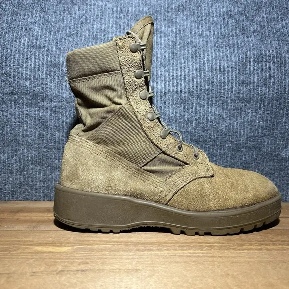 Army Boots Men's 9 W Brown Coyote Tan Hot Weather Vibram Military Combat USA