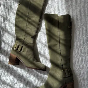 Army Green Knee-High Suede Boots - Franco Sarto