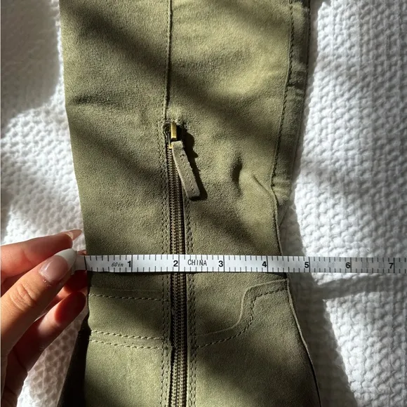 Army Green Knee-High Suede Boots - Franco Sarto