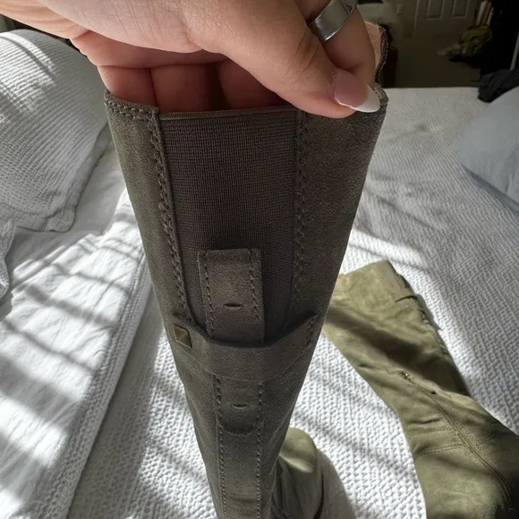 Army Green Knee-High Suede Boots - Franco Sarto