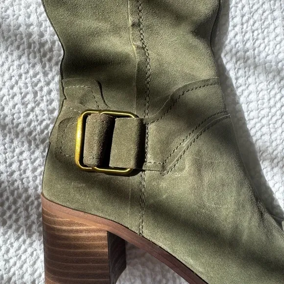 Army Green Knee-High Suede Boots - Franco Sarto