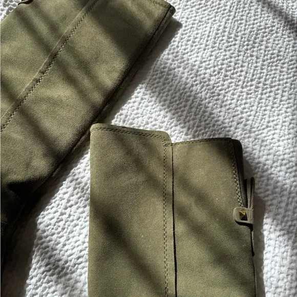 Army Green Knee-High Suede Boots - Franco Sarto