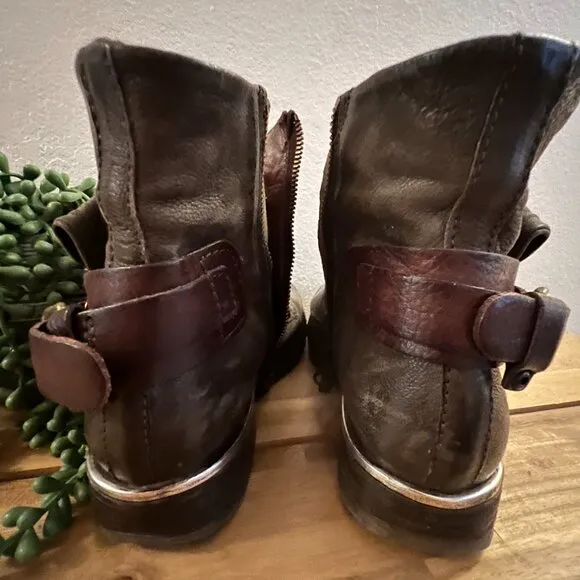 AS 98 Army Green Lace Up Leather Boots - Size 38