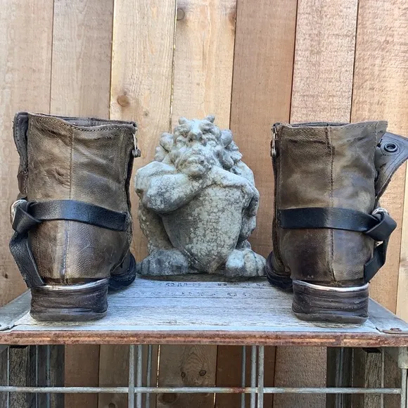 A.S.98 AS98 Free People Boho Moto Biker Zip Ankle Bootie Boots Size 37