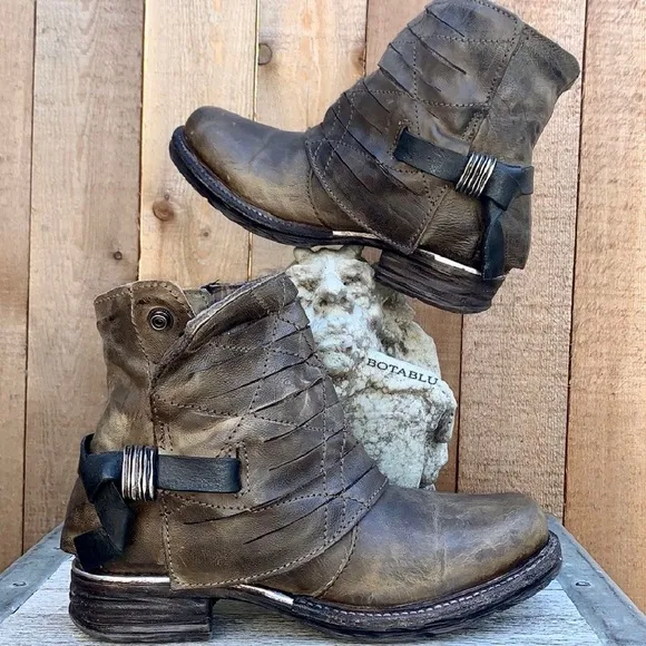 A.S.98 AS98 Free People Boho Moto Biker Zip Ankle Bootie Boots Size 37