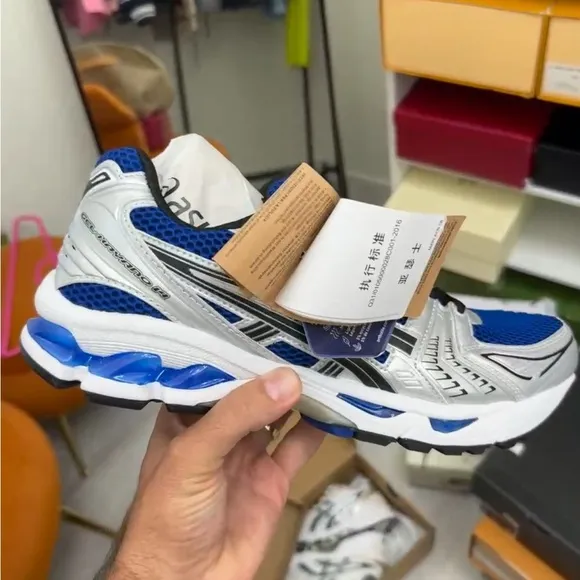 Asics Blue and White Athletic Shoes with Chunky Sole