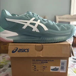Asics Blue and White Athletic Shoes with Signature Stripes