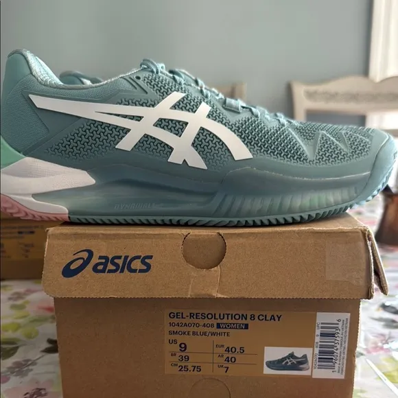 Asics Blue and White Athletic Shoes with Signature Stripes