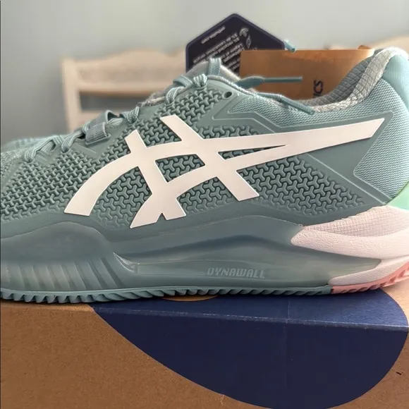 Asics Blue and White Athletic Shoes with Signature Stripes