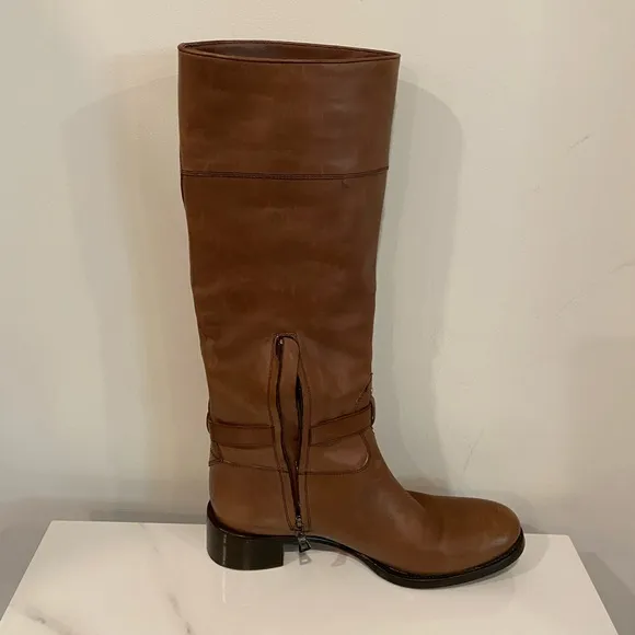 Authenticated Prada Brown Leather Knee-High Boots