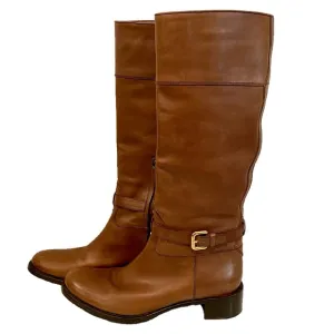 Authenticated Prada Brown Leather Knee-High Boots
