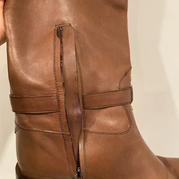 Authenticated Prada Brown Leather Knee-High Boots