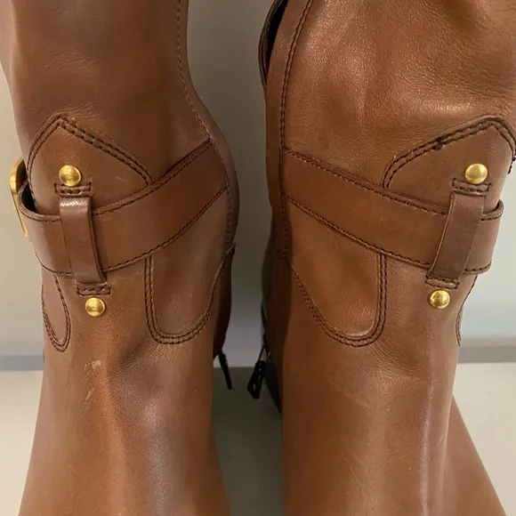 Authenticated Prada Brown Leather Knee-High Boots