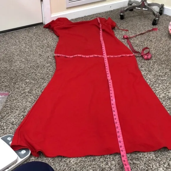 Badgley Mischka Cascade Gown Size 12 Red Formal Maxi Dress
