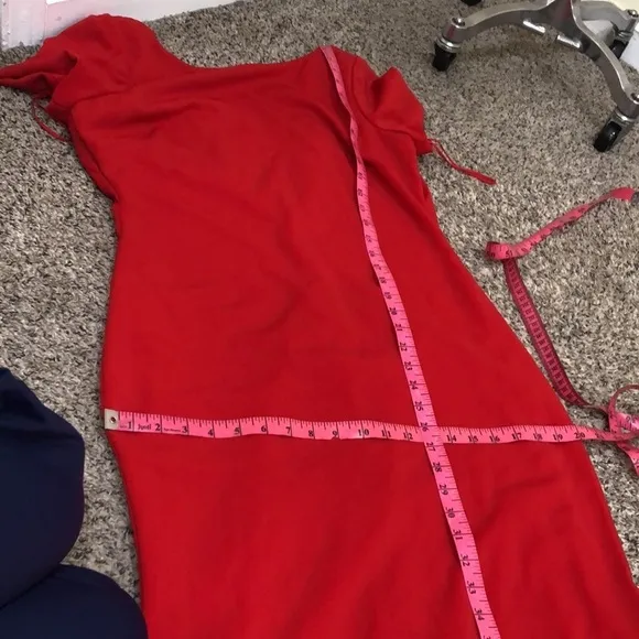 Badgley Mischka Cascade Gown Size 12 Red Formal Maxi Dress