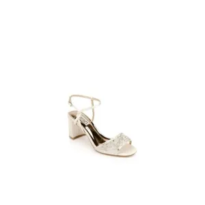 BADGLEY MISCHKA Womens Beige Mesh Blaine Square Toe Block Heel Sandals Shoes 9.5
