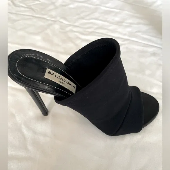Balenciaga Neoprene Peep-Toe Mules