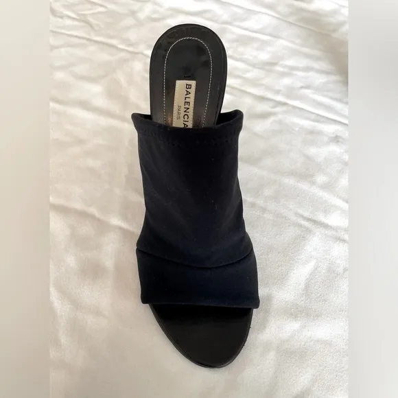 Balenciaga Neoprene Peep-Toe Mules