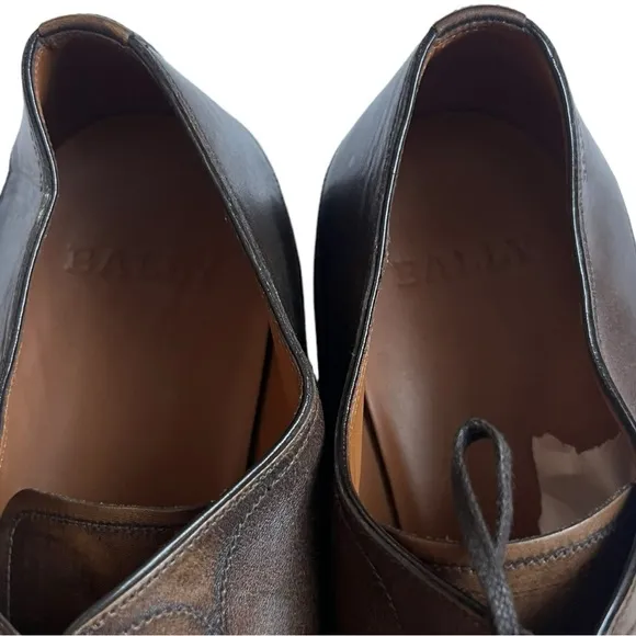 BALLY Latour Leather Derbys Lace-up Shoes Professional Dress Oxford Brown 12D