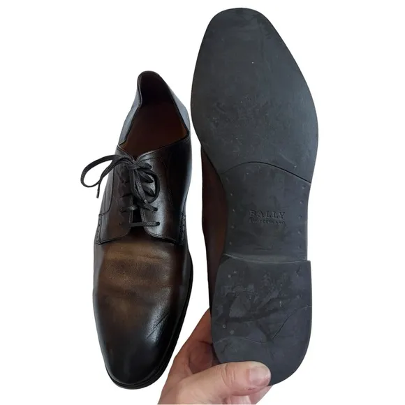 BALLY Latour Leather Derbys Lace-up Shoes Professional Dress Oxford Brown 12D