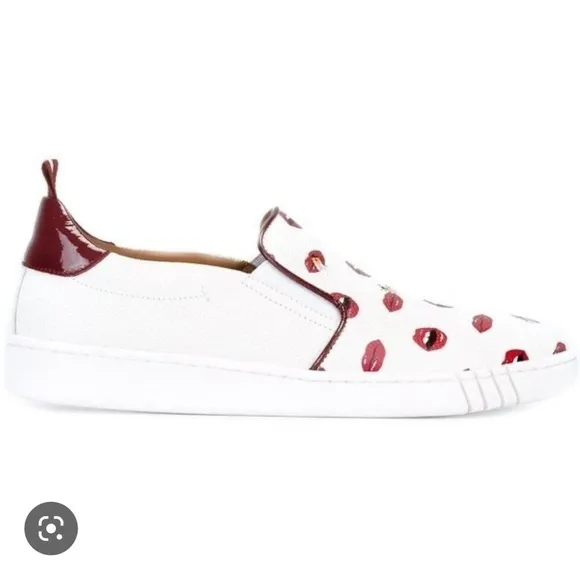 Bally Lips Print Slip On Sneakers Shoes