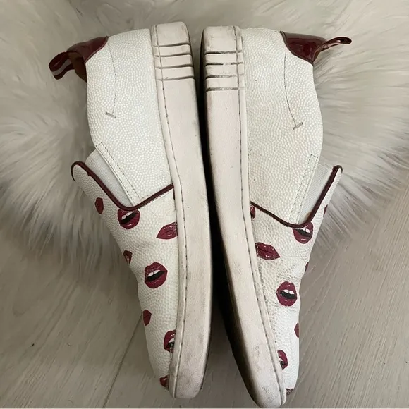 Bally Lips Print Slip On Sneakers Shoes