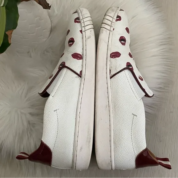 Bally Lips Print Slip On Sneakers Shoes