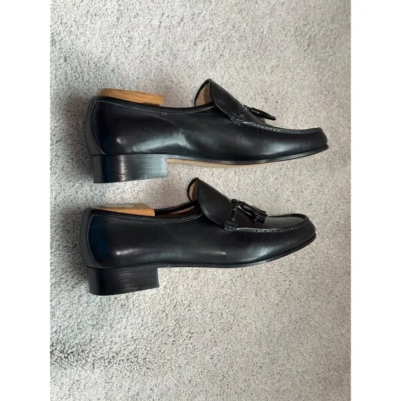 Bally Men’s Size 10 Black Leather Tassel Epsom Loafer Shoes Made in Italy