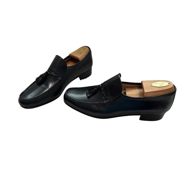 Bally Men’s Size 10 Black Leather Tassel Epsom Loafer Shoes Made in Italy