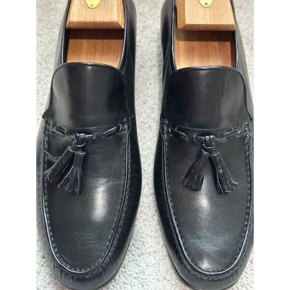 Bally Men’s Size 10 Black Leather Tassel Epsom Loafer Shoes Made in Italy