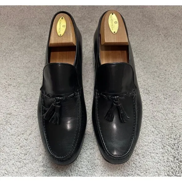 Bally Men’s Size 10 Black Leather Tassel Epsom Loafer Shoes Made in Italy