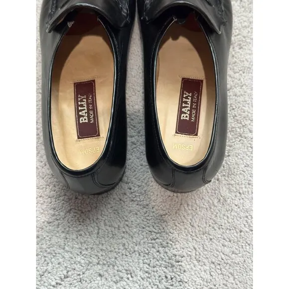 Bally Men’s Size 10 Black Leather Tassel Epsom Loafer Shoes Made in Italy