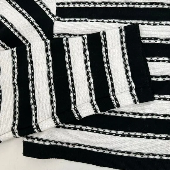 Balmain Black White Striped Button Cropped Sweater | Size M