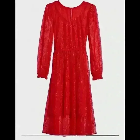 Banana Republic Red Lace MIDI Dress